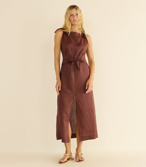 Amorette Ramie Dress in Antique Mahogany - view 2