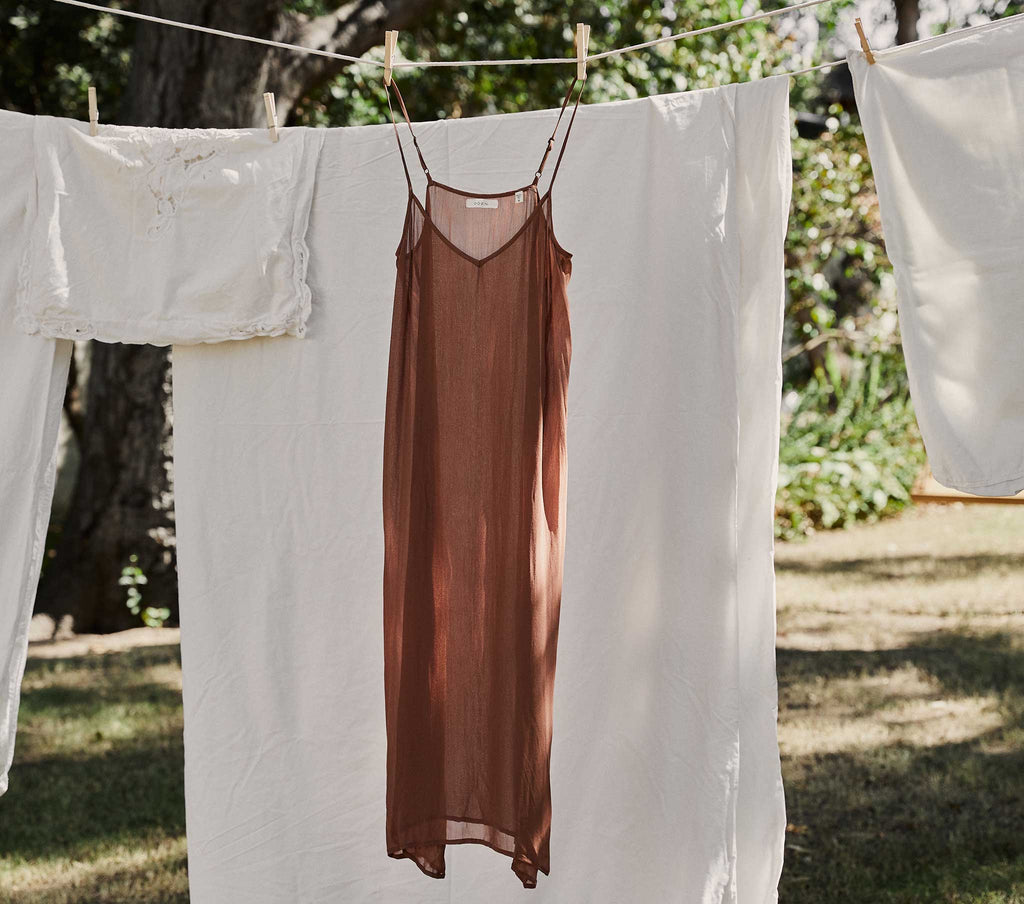 Long Deep V-Neck Slip in Carob - view 4