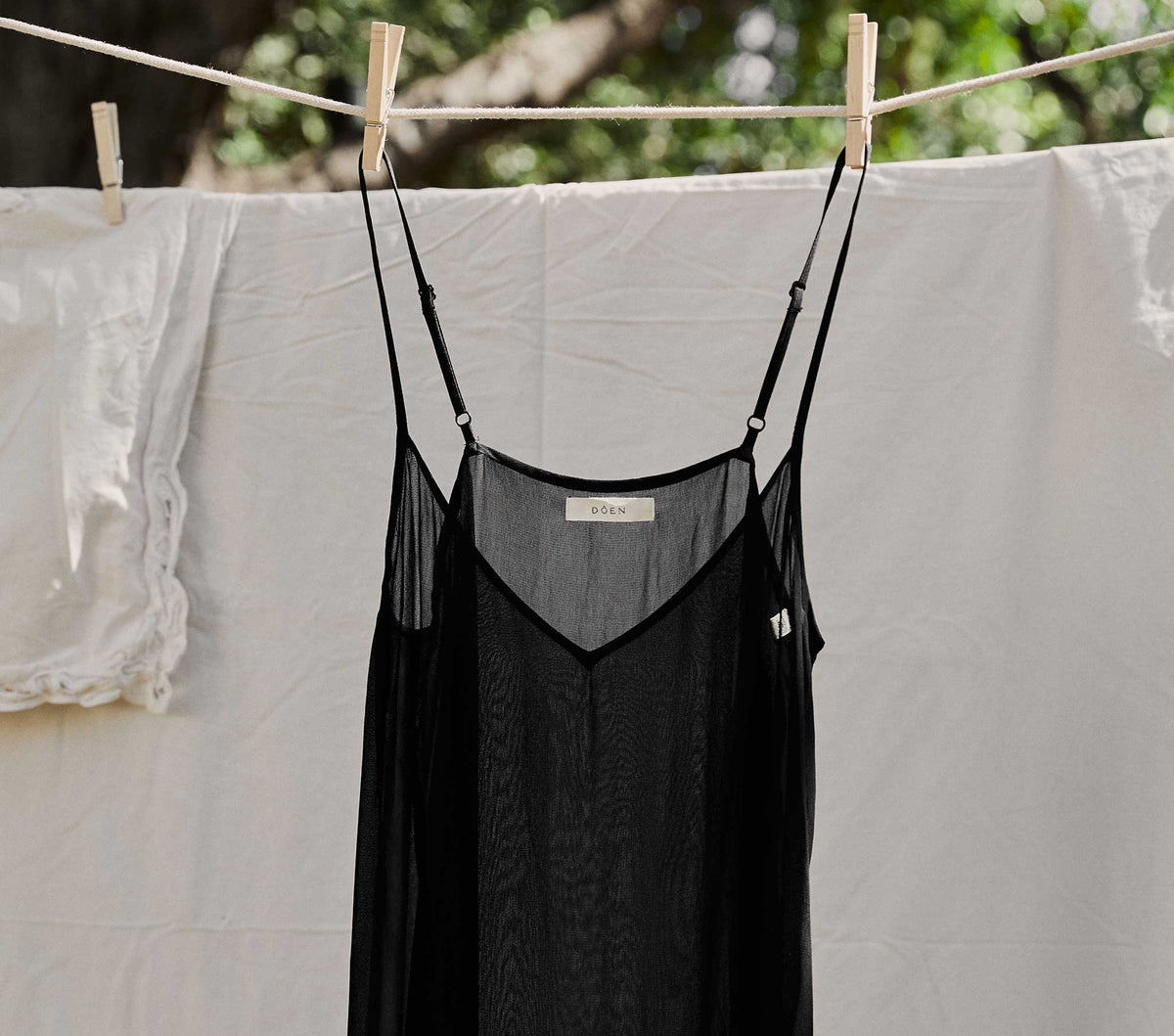Long Deep V-Neck Slip in Black - view 2