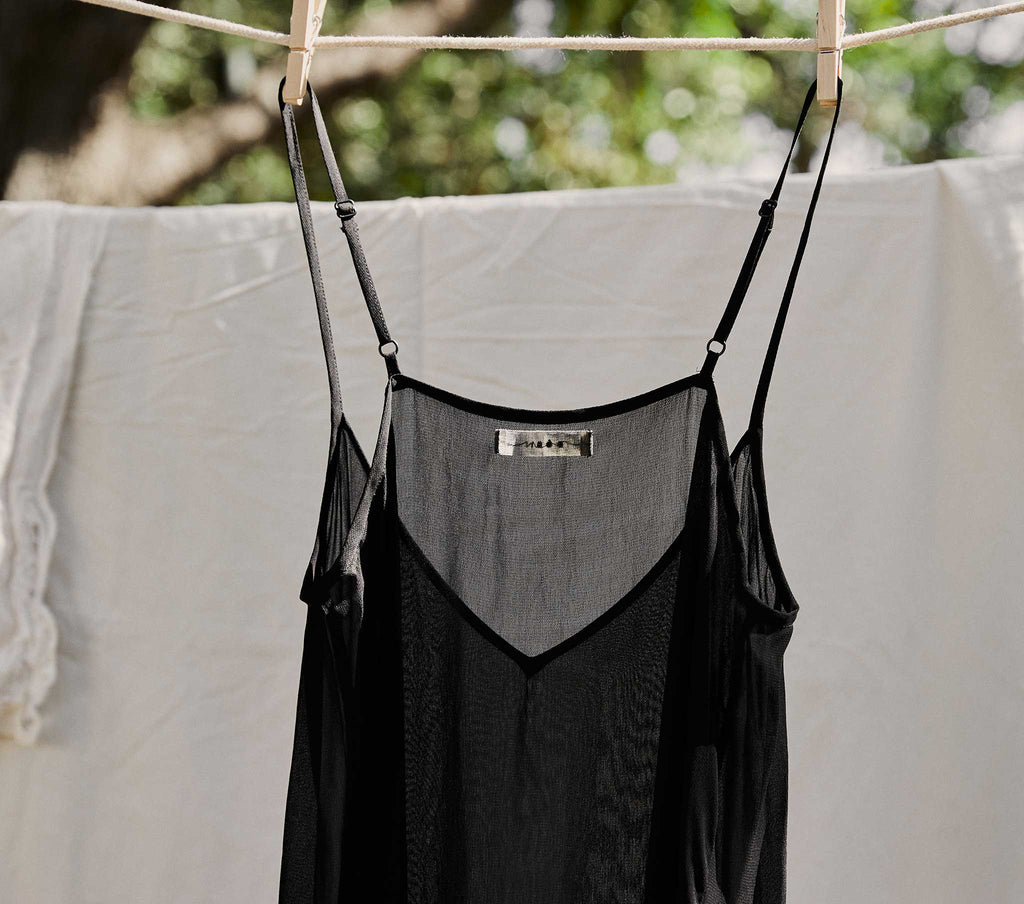 Long Deep V-Neck Slip in Black - view 4
