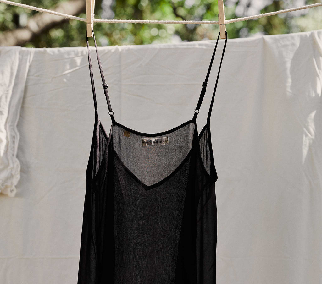 Short Deep V-Neck Slip in Black - view 3