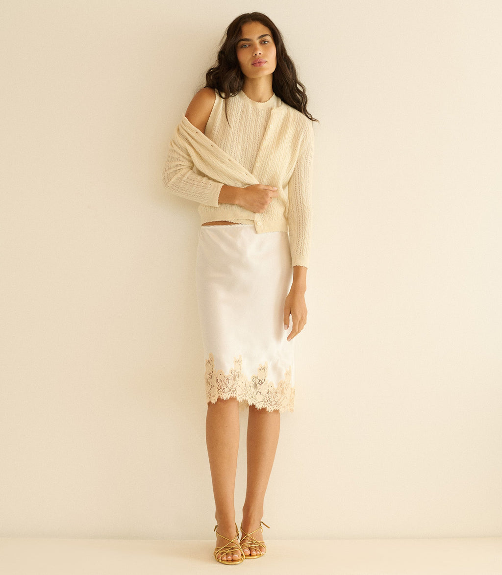 Elowette Skirt in Salt and Peach Lace - view 3