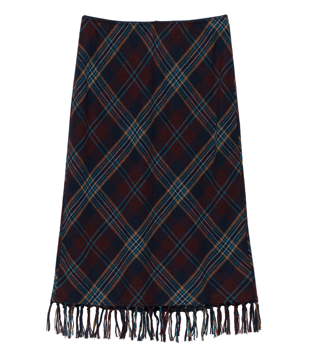Elowette Knotted Fringe Skirt in Willoughby Plaid - view 6
