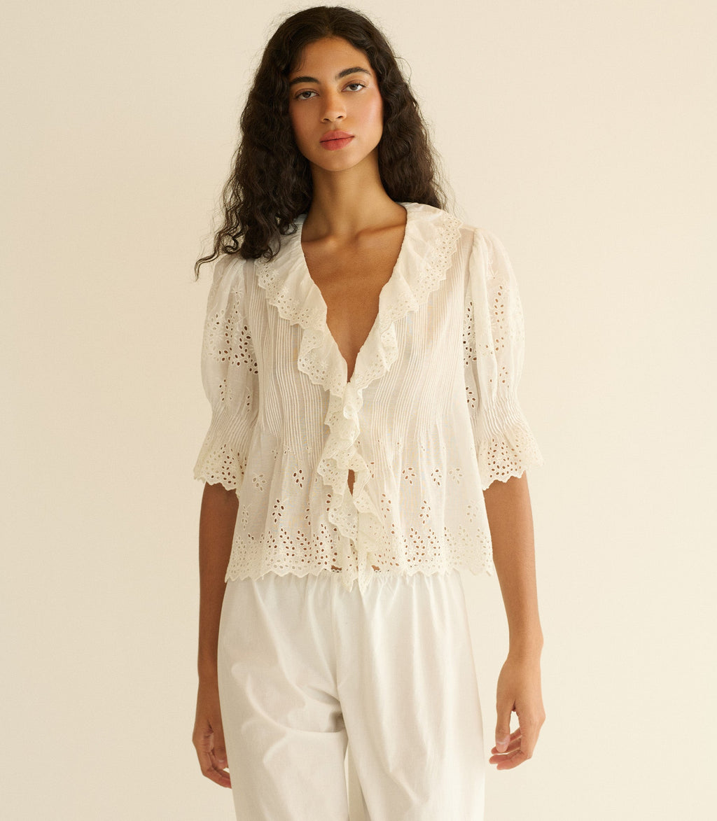 Henri Top in Salt Eyelet - view 3