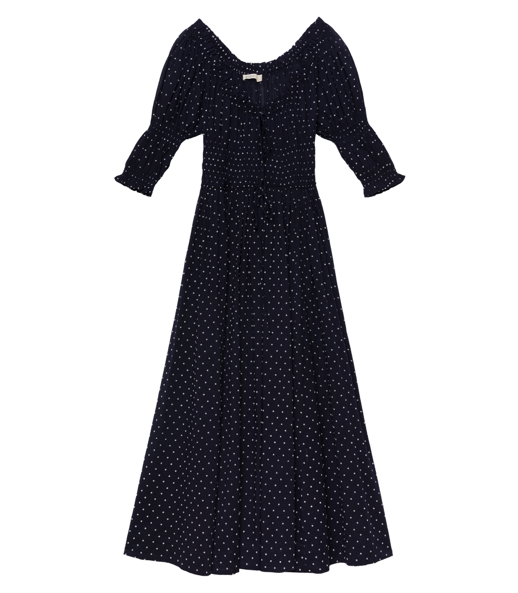 Ischia Dress in Navy Flock Dot - view 6