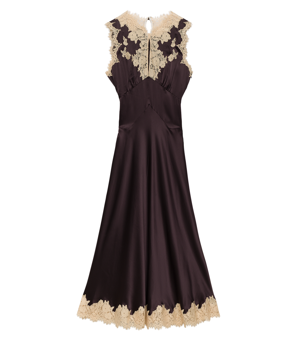 Julitta Dress in Equestrian Brown with Cream Lace - view 6