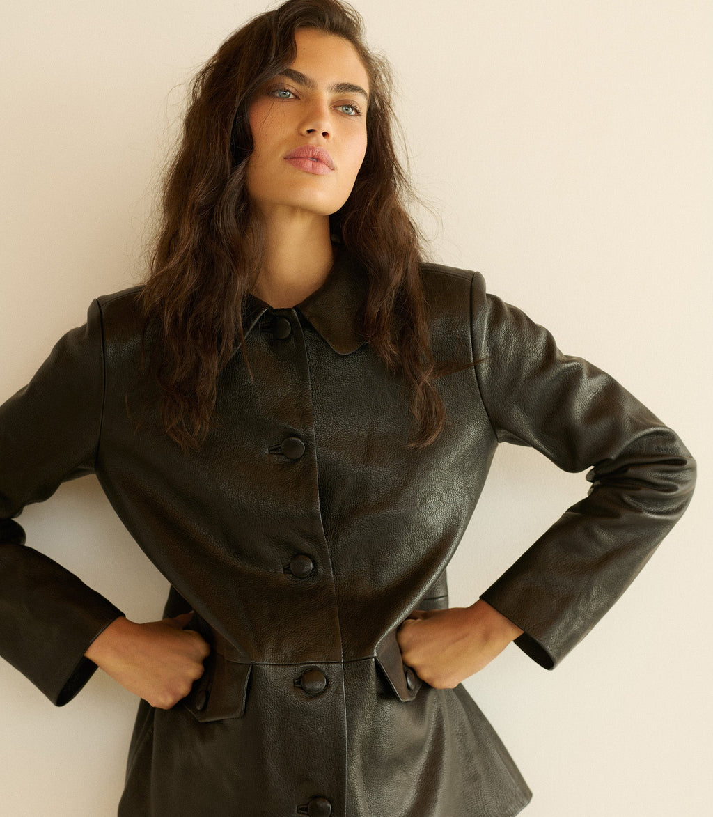 Nico Leather Jacket in Black - view 3