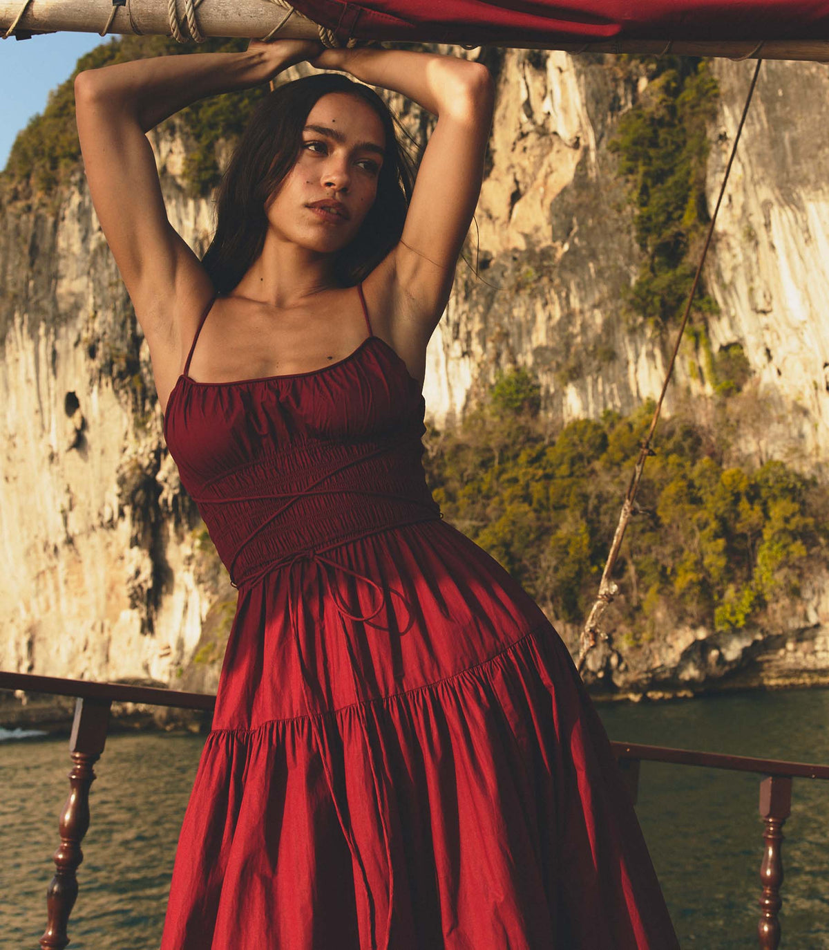 Safia Dress in Deep Ruby - view 4